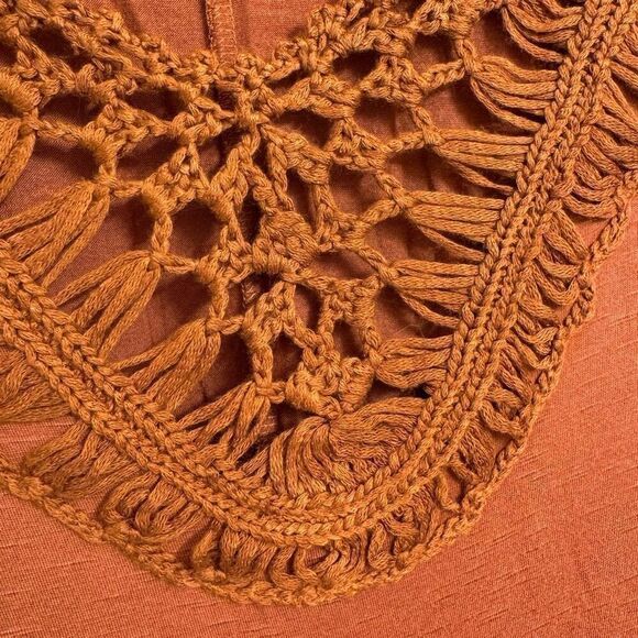 BKE Daytrip Sequoia Brown Crochet Flutter Sleeve Top Large - Picture 5 of 9